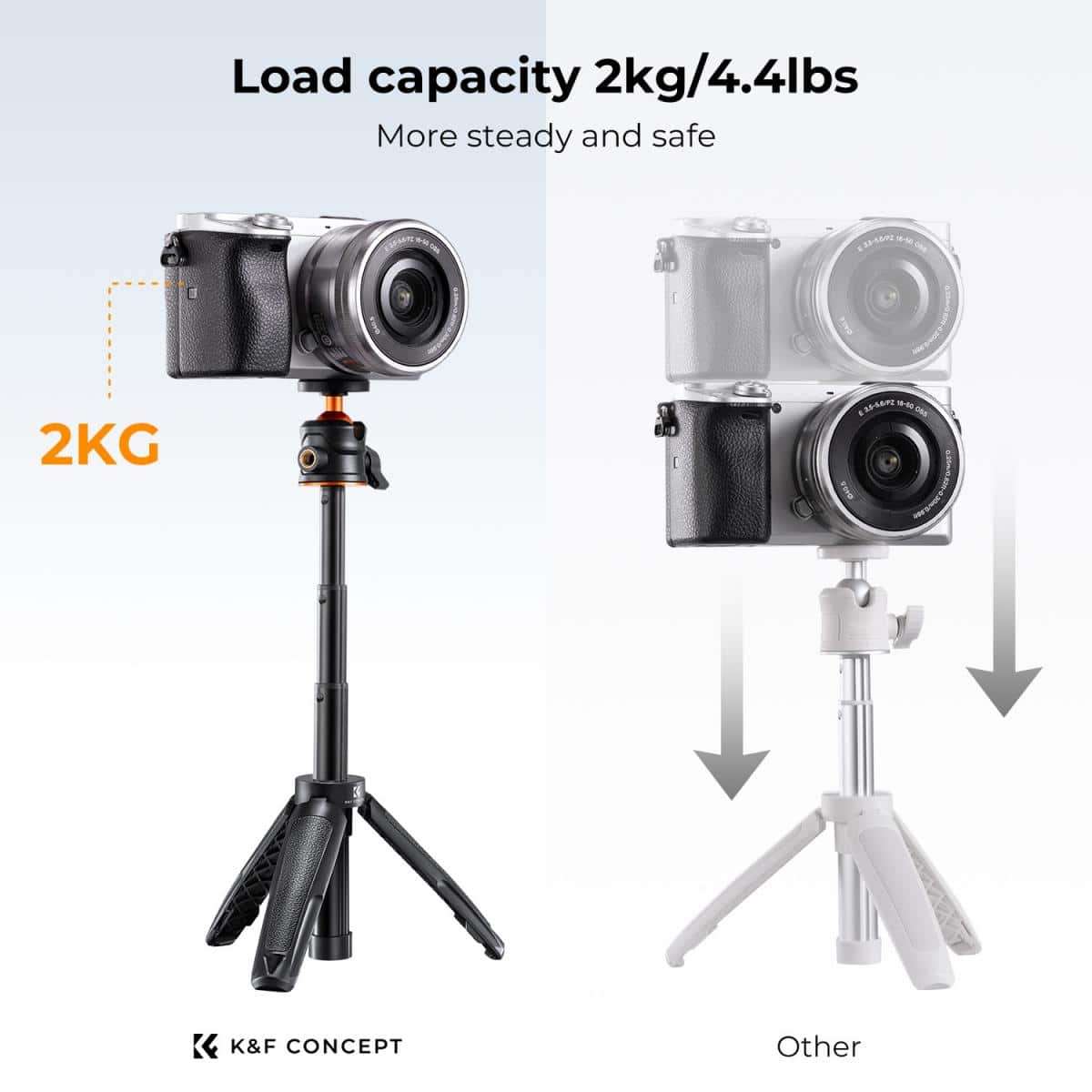K&F Desktop Tripod with Height Extension Column and Remote | KF09.128V1