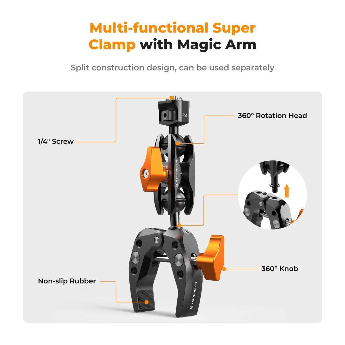 K&F Magic Arm with Mini Super Clamp Ms13 | KF31.083