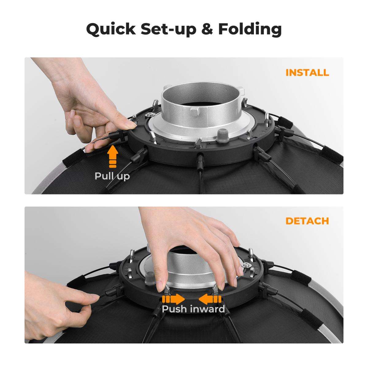 K&F Octagonal Softbox with Bowens Mount and Quick Clips - K&F 65cm Octagonal Softbox with Bowens ...