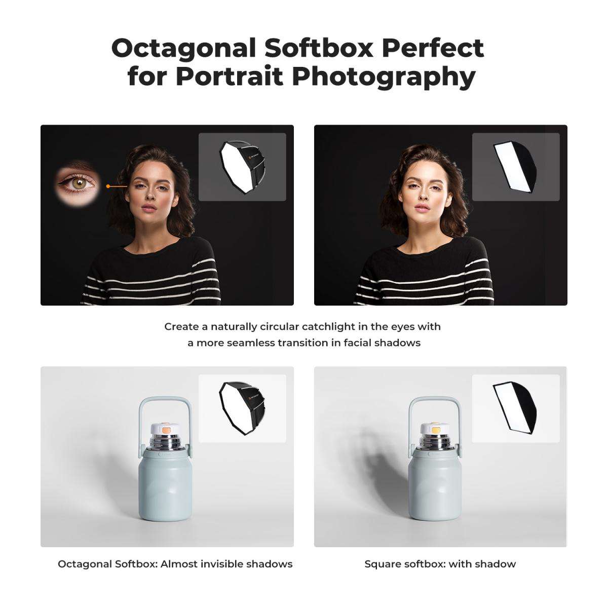 K&F Octagonal Softbox with Bowens Mount and Quick Clips - K&F 65cm Octagonal Softbox with Bowens ...