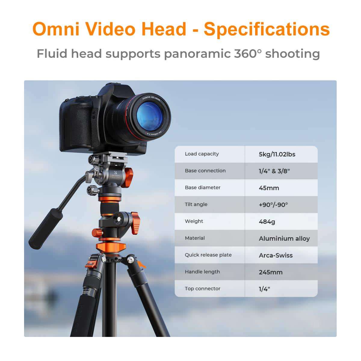 K&F Omni-Reach Video Tripod with Integrated Angle Arm & Monopod | KF09.137