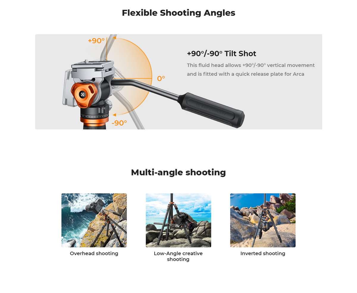 K&F Omni-Reach Video Tripod with Integrated Angle Arm & Monopod | KF09.137
