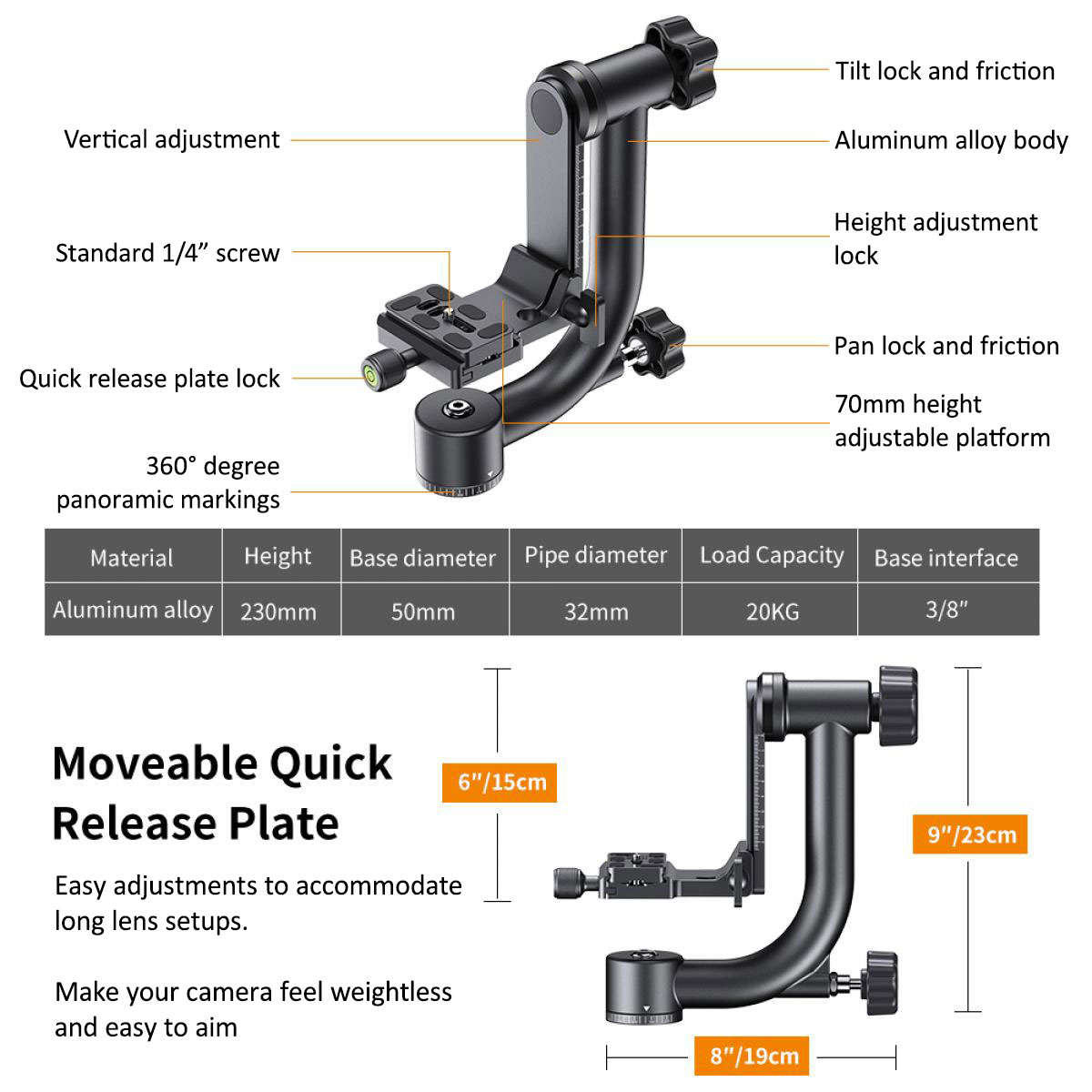 KF31.033 | K&F Gimbal Head
