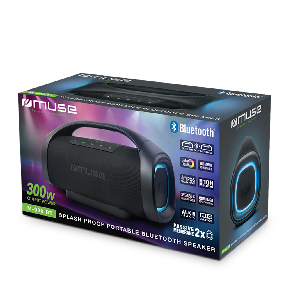 Muse 300W IPX6 Splash Proof Bluetooth Speaker with Karaoke | M-980 BT