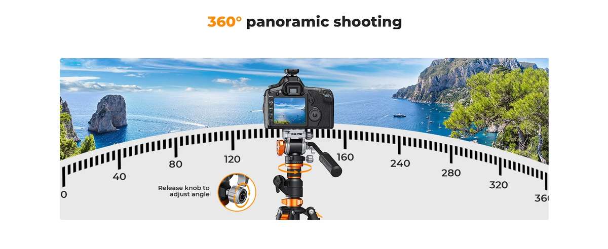 K&F Omni-Reach Video Tripod with Integrated Angle Arm & Monopod | KF09.137