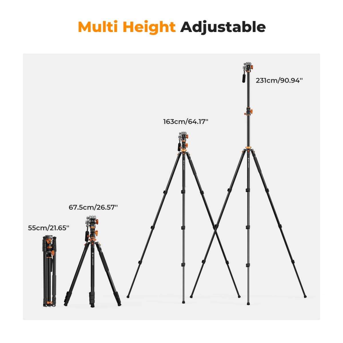 K&F Omni-Reach Video Tripod with Integrated Angle Arm & Monopod | KF09.137