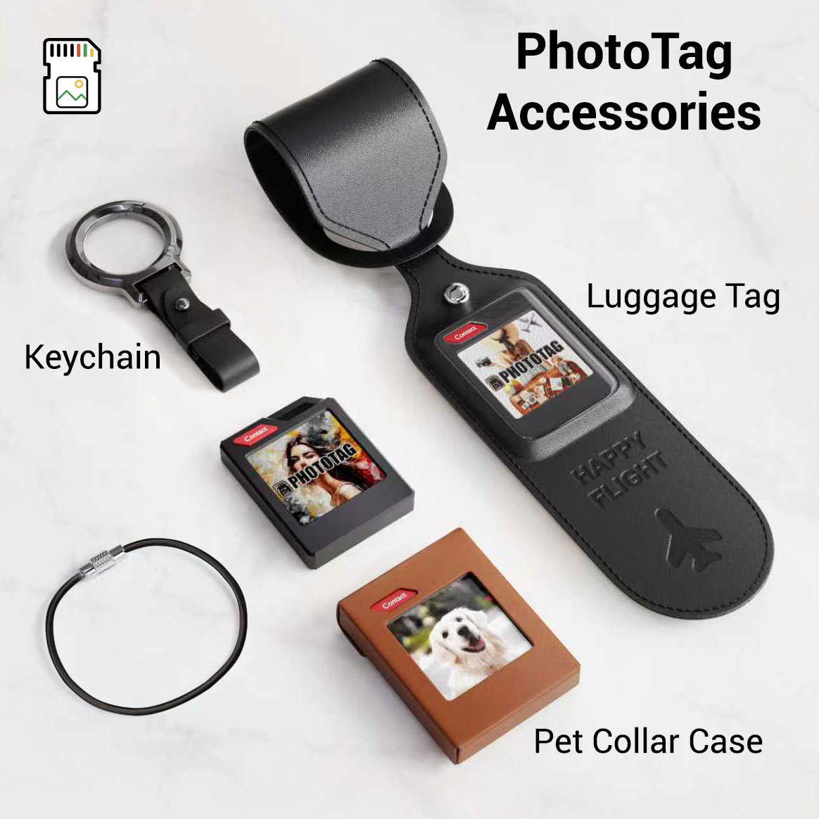 PhotoTag Tracker (Black) Compatible with Android and Apple with Display (Copy) (Copy)