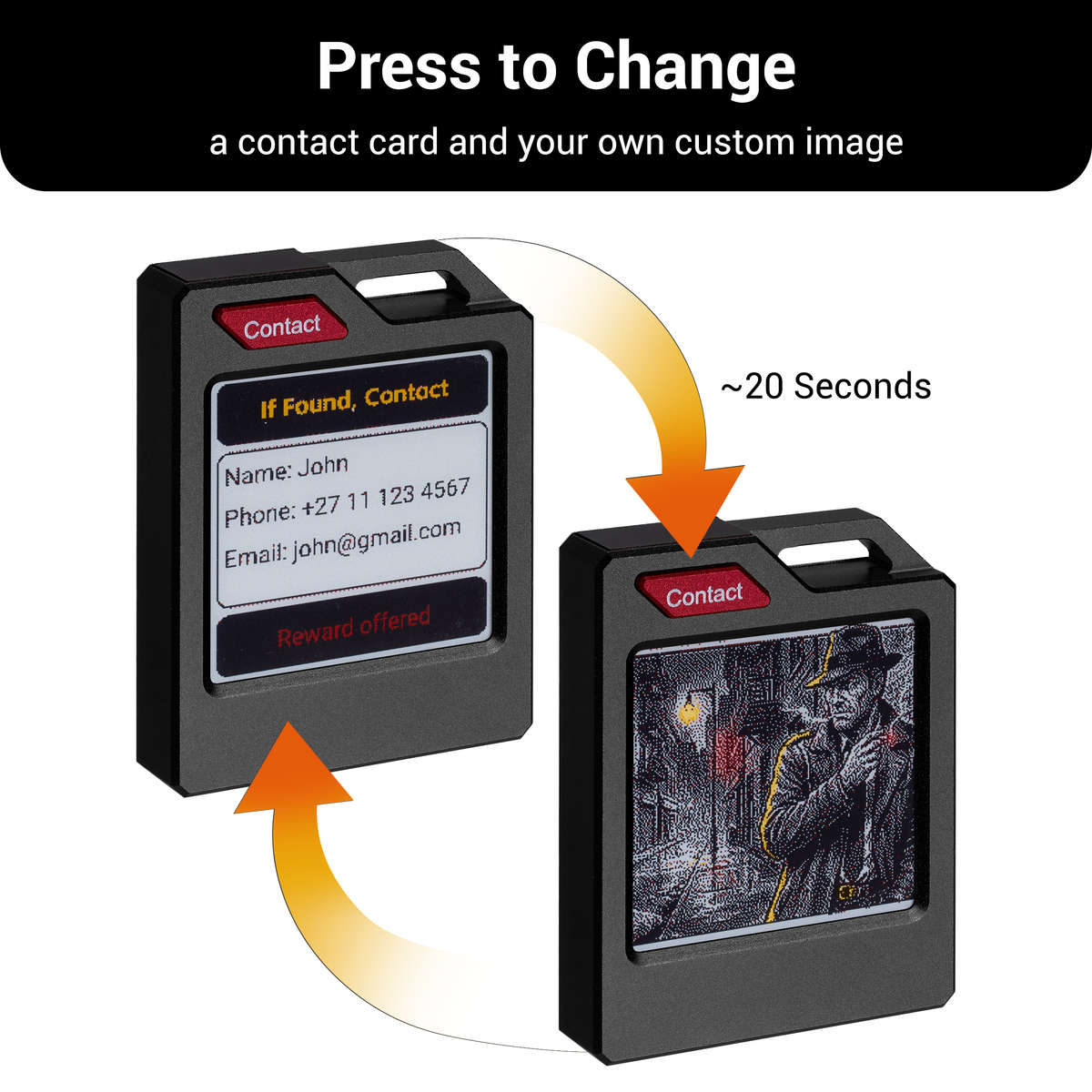 PhotoTag Tracker (Black) Compatible with Android and Apple with Display (Copy) (Copy)