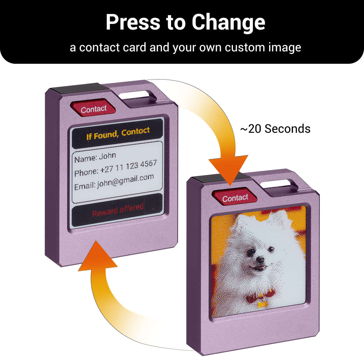 PhotoTag Tracker (Pink) Compatible with Android and Apple with Display
