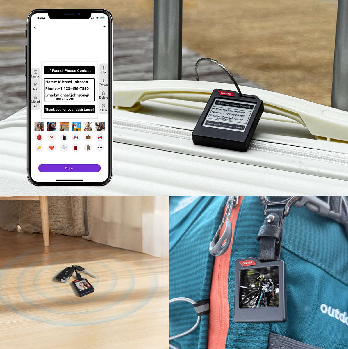 PhotoTag Tracker (Black) Compatible with Android and Apple with Display (Copy) (Copy)