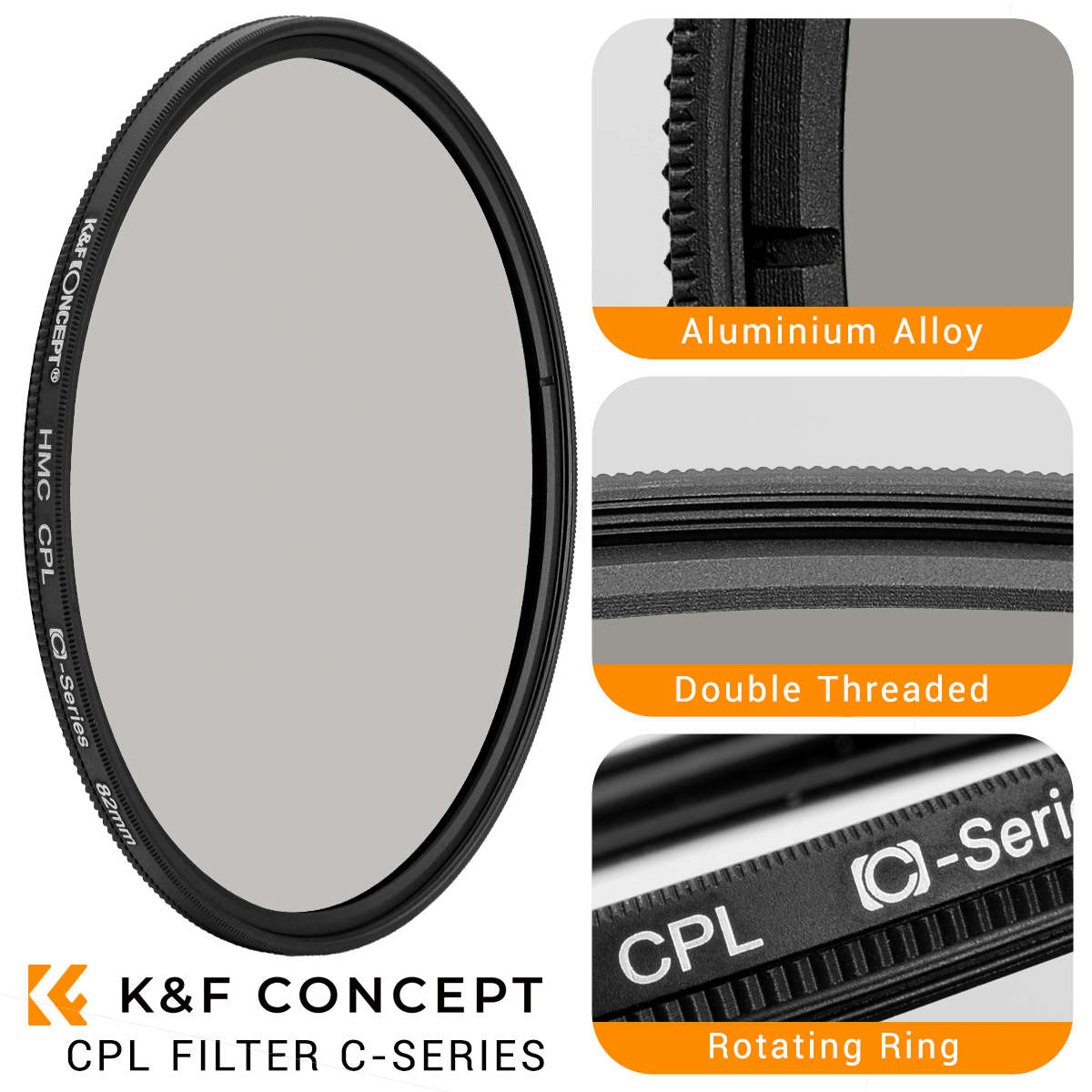 KF01.1431 | K&F 40.5mm Circular Polariser (CPL) Filter Classic Series