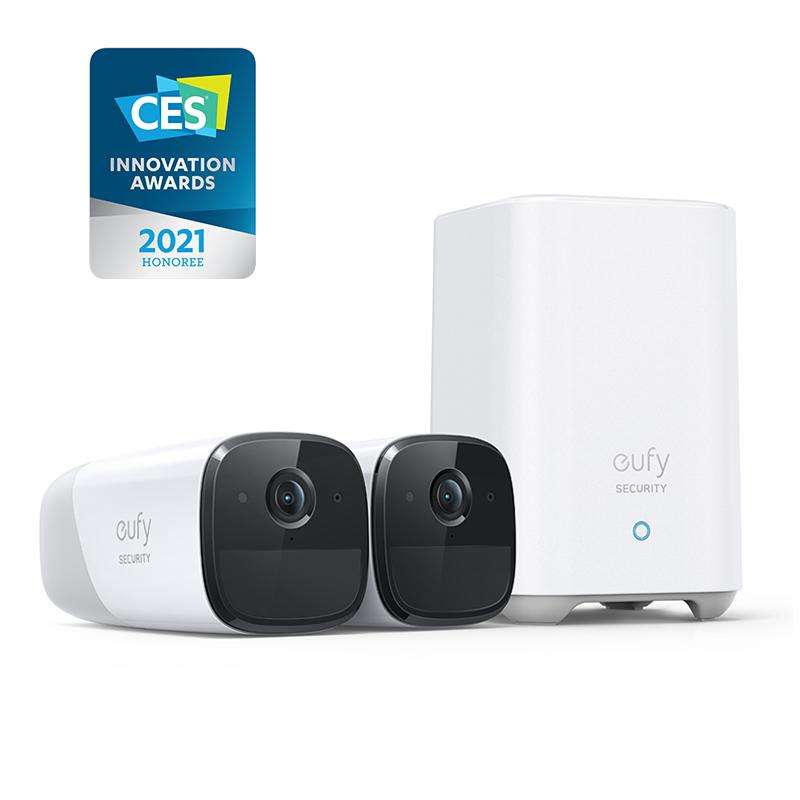 Eufy Cam 2 Pro Security Cameras (2 x 2K Cameras + Homebase Kit) - White