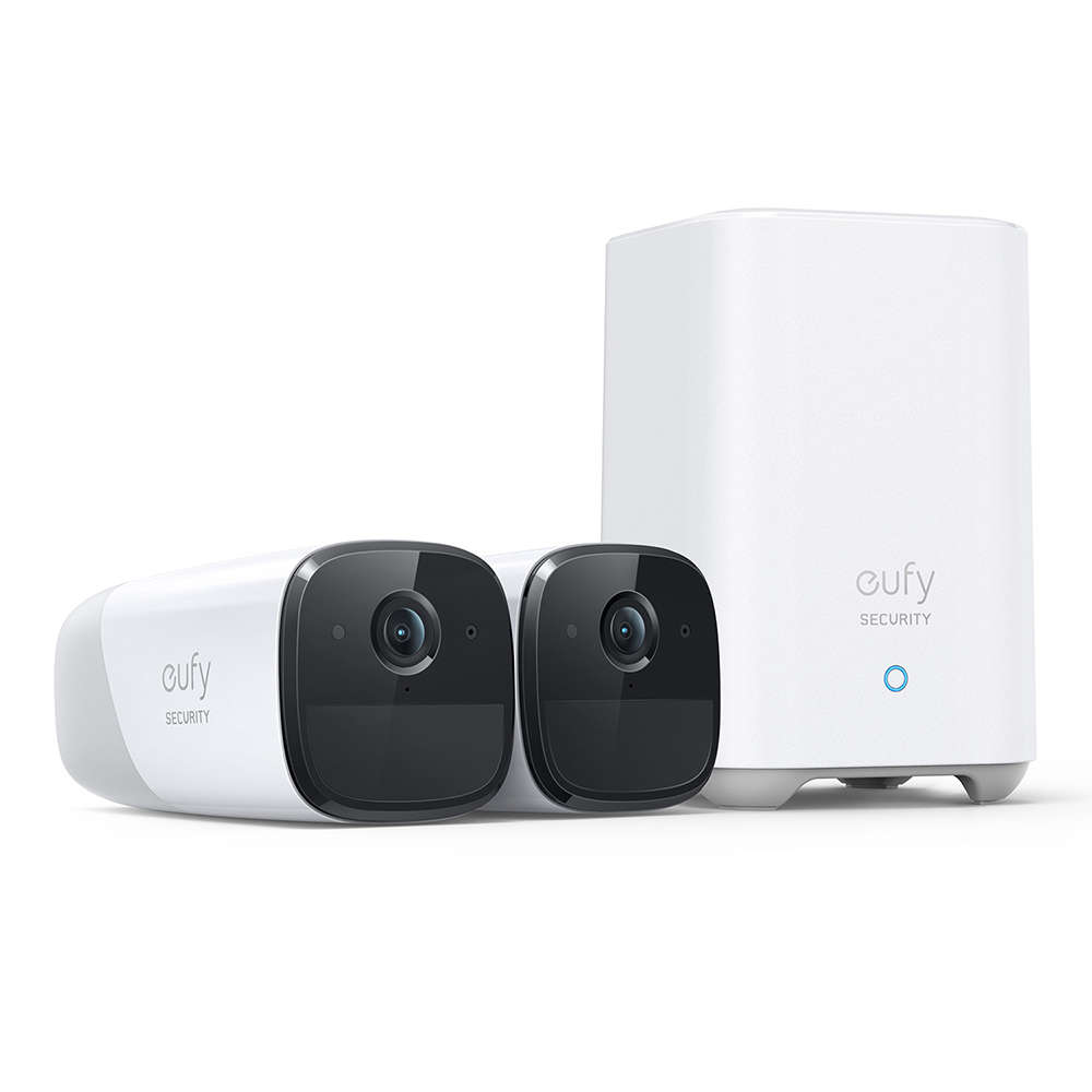 Eufy Cam 2 Pro Security Cameras (2 x 2K Cameras + Homebase Kit) - White