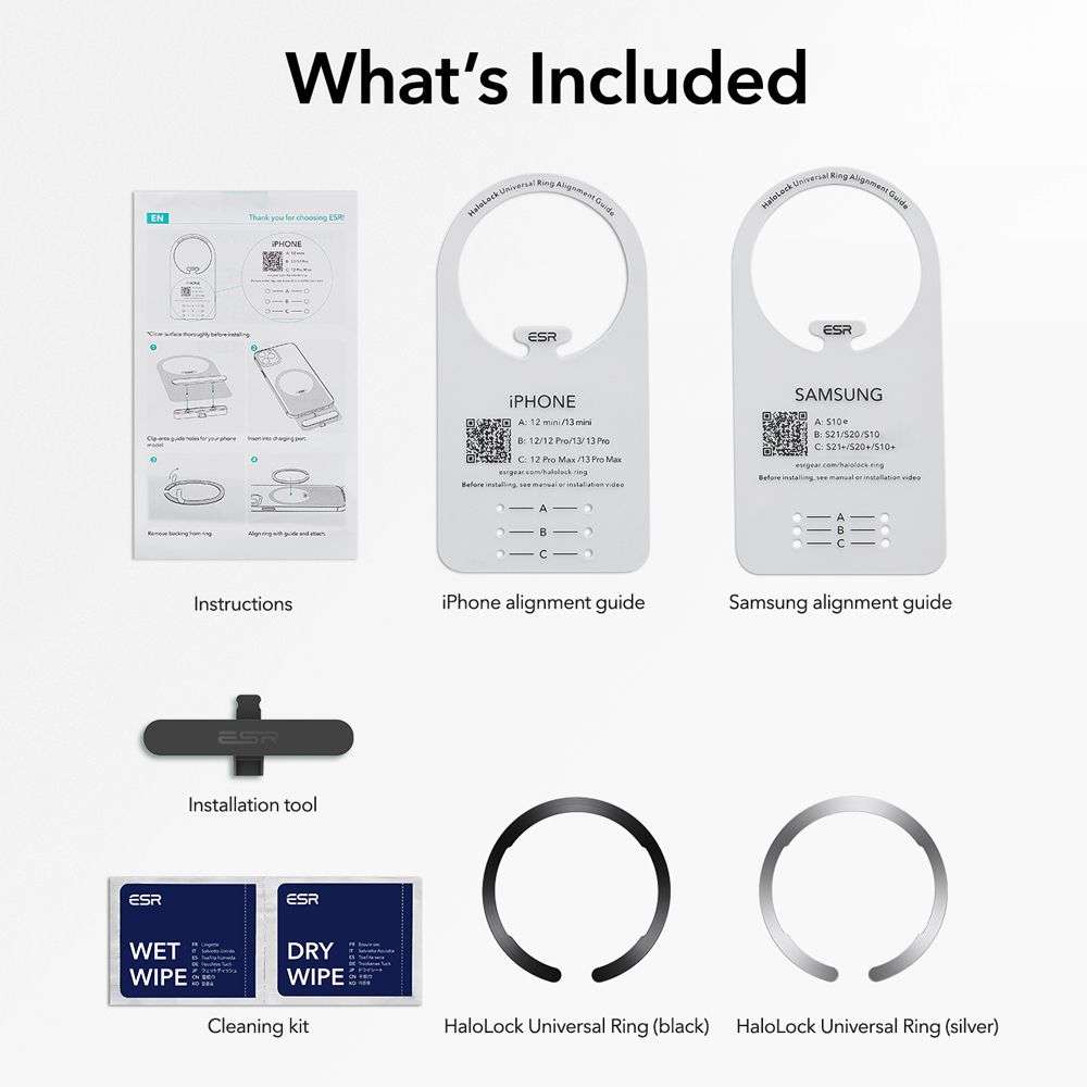 ESR HaloLock Universal Ring Silver/Black - 2 Pack