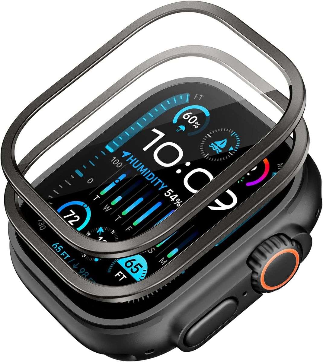 ESR Armorite Screen Protector Compatible with Apple Watch Ultra 2/1 - 2 Pack - Black