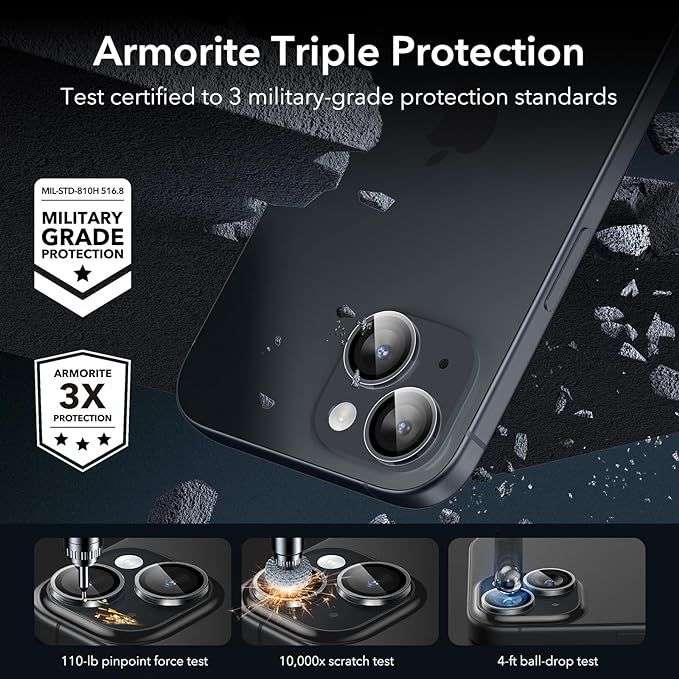ESR Armorite Clear Camera Lens Protector for iPhone 15/15 Plus