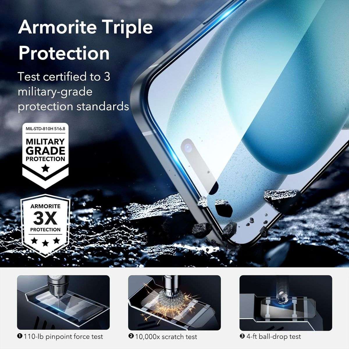 ESR Armorite Glass Screen Protector for iPhone 15