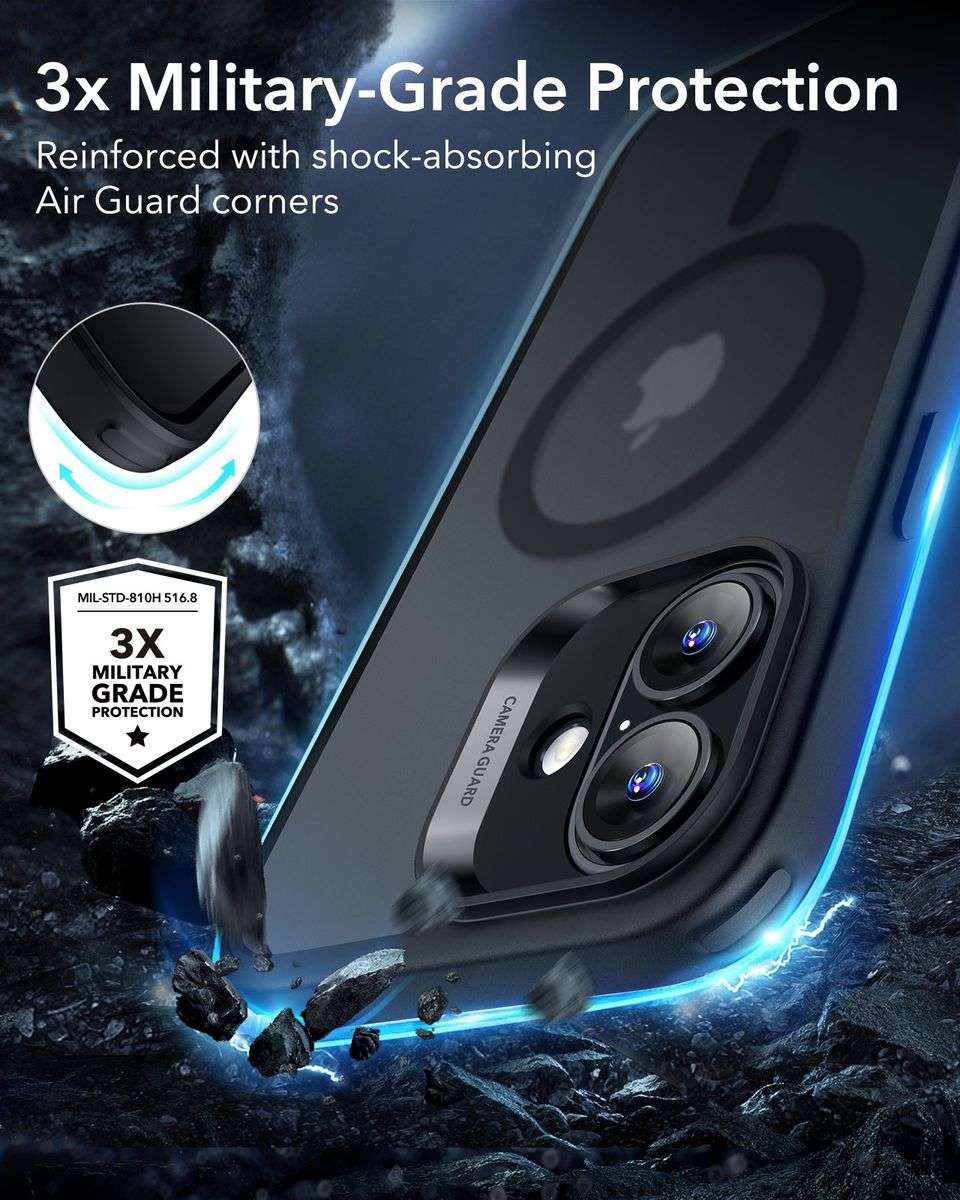 ESR Classic Hybrid MagSafe Cover for iPhone 16 / 16 Plus (HaloLock) - Frosted Black - iPhone 16