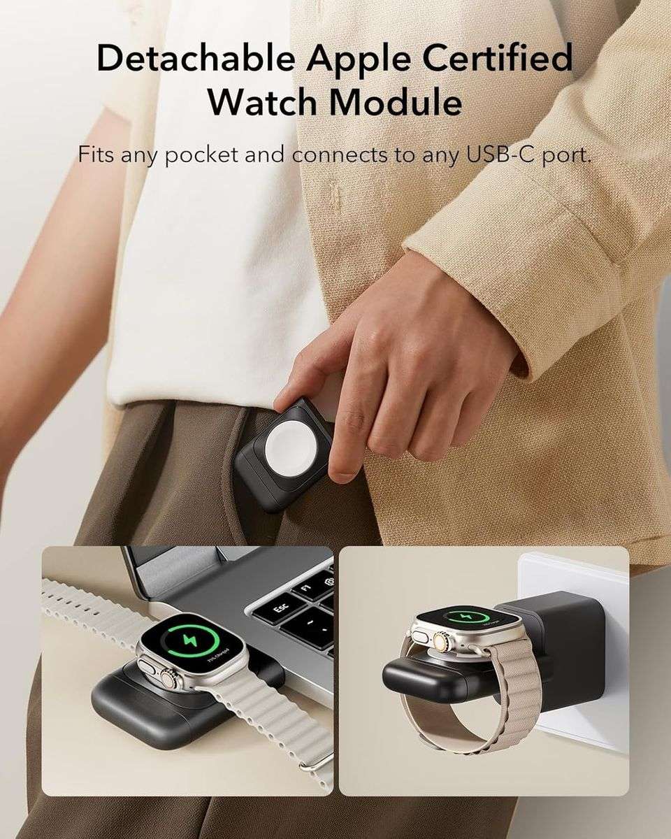 ESR Qi2 15w 3-in-1 Watch Wireless Charging Set (HaloLock) - Black