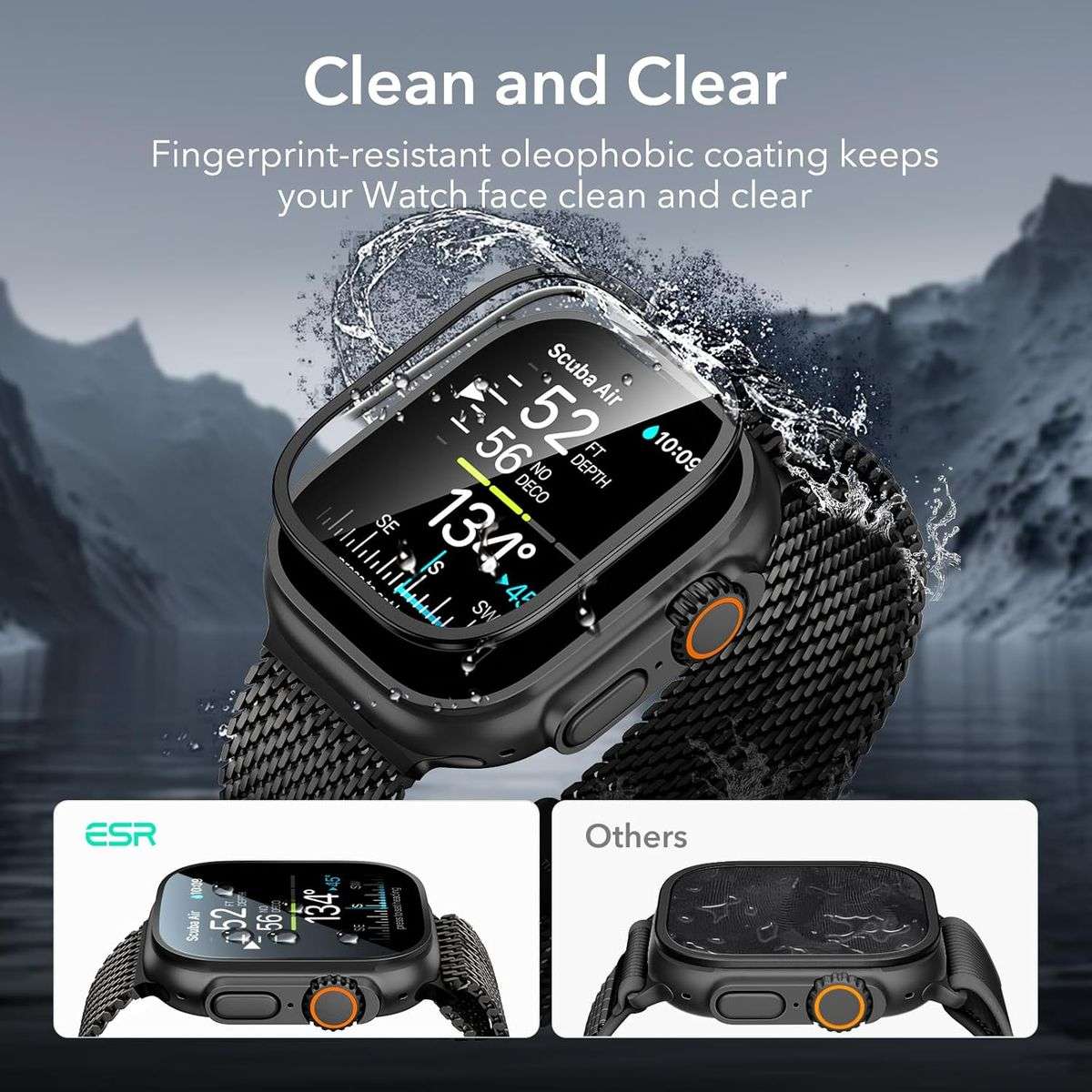 ESR Armorite Screen Protector Compatible with Apple Watch Ultra 2/1 - 2 Pack - Black
