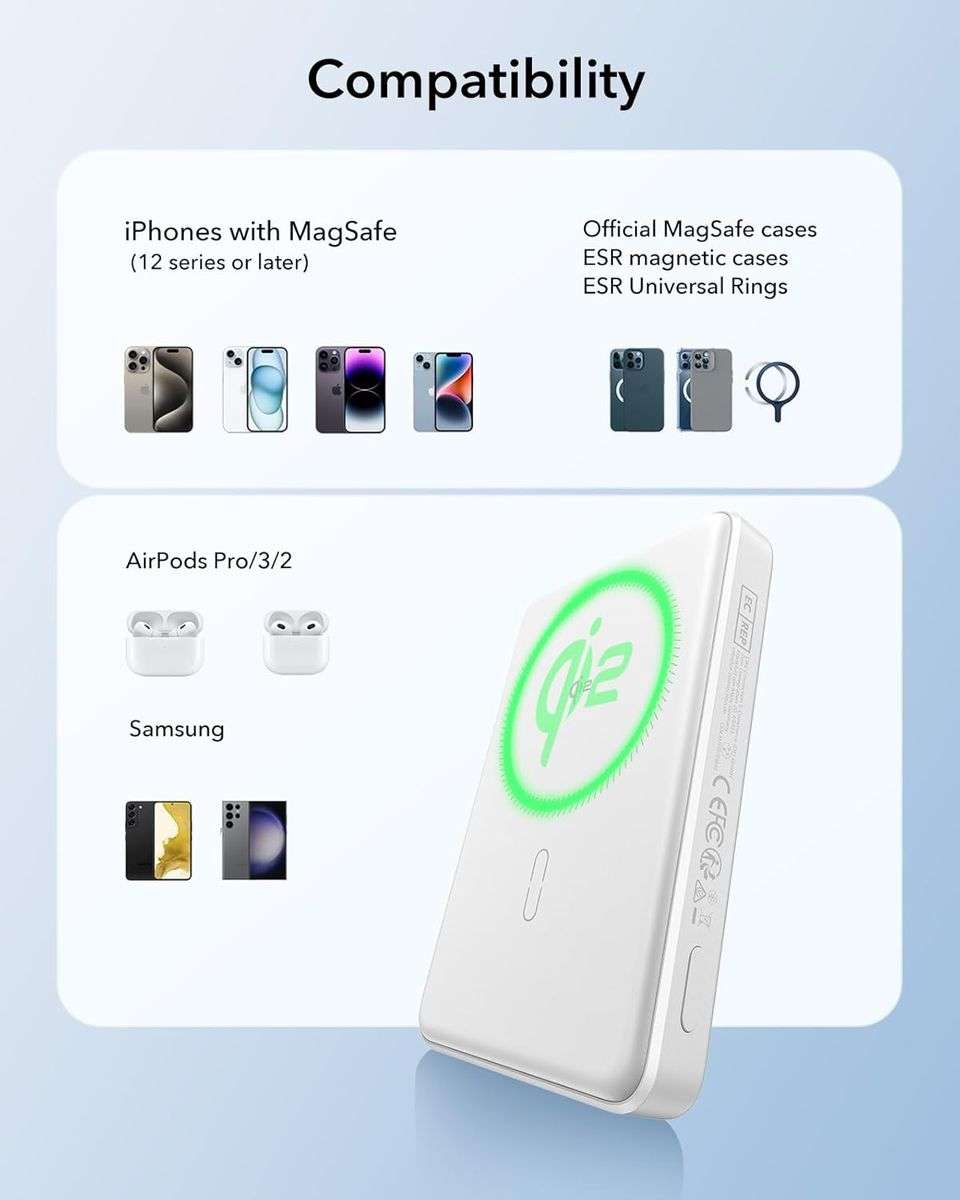 ESR Qi2 MagSlim Power Bank (10K) - 10 000 mAh - White