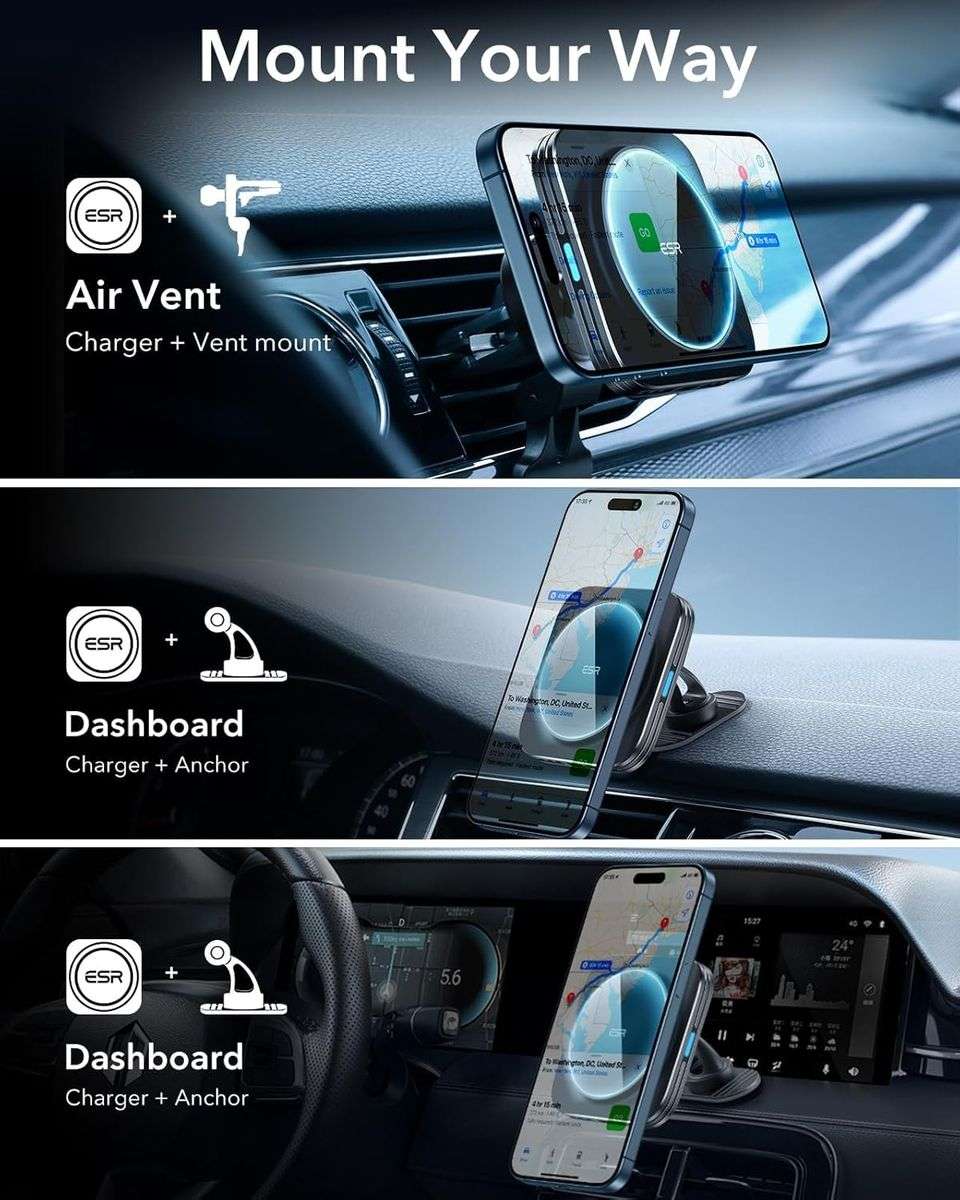 ESR Qi2 15W MagSafe Car Mount Charger
