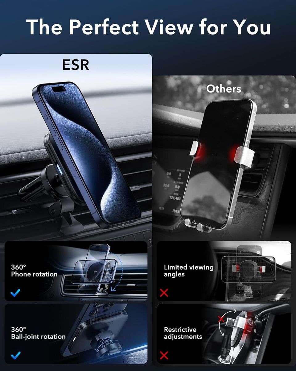 ESR Qi2 15W MagSafe Car Mount Charger