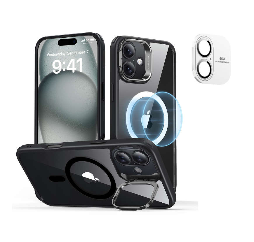 ESR Classic Hybrid MagSafe Case with Stand + Camera Lens Protector - iPhone 16