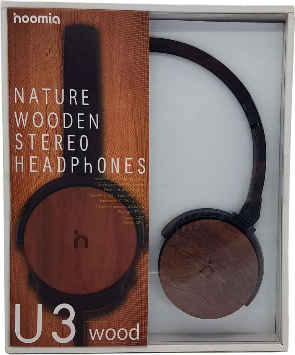 HEADPHONE WITH MIC  BLACK + WOOD