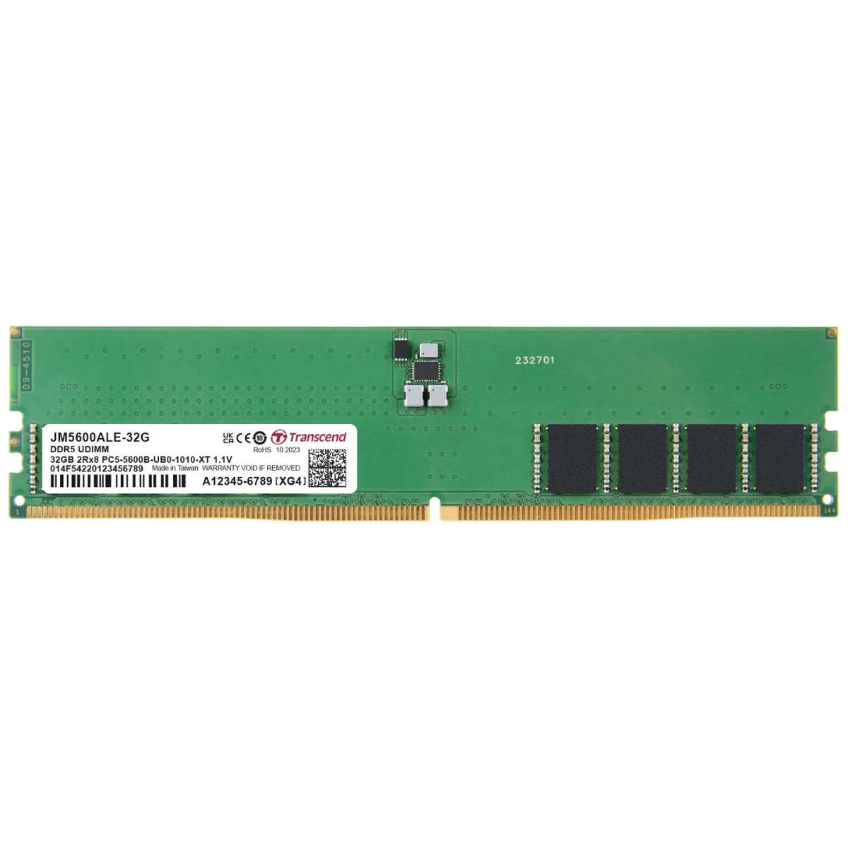 TRANSCEND JET MEMORY 32GB DDR5-5600 Unbuffered DESKTOP Long-DIMM 2RX8 CL46  (2Gx8)x16