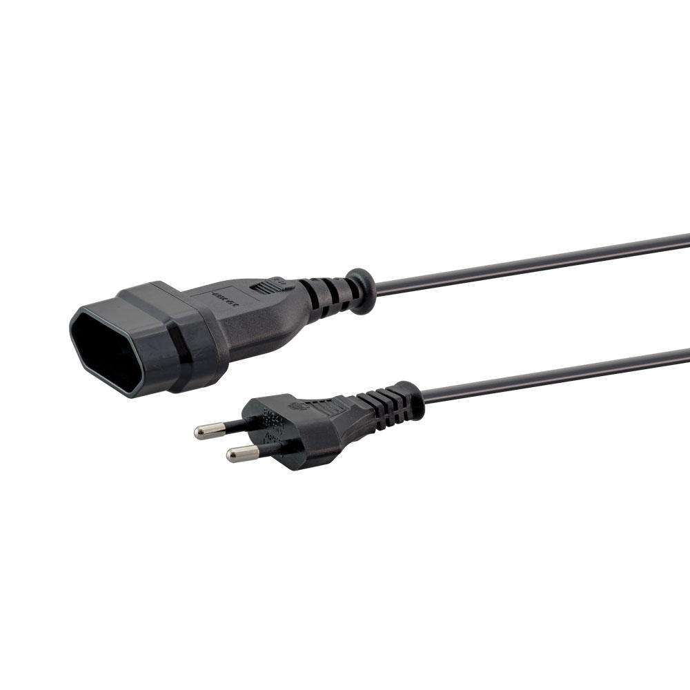 1M 2-PIN EURO PLUG TO 2-PIN EURO SOCKET