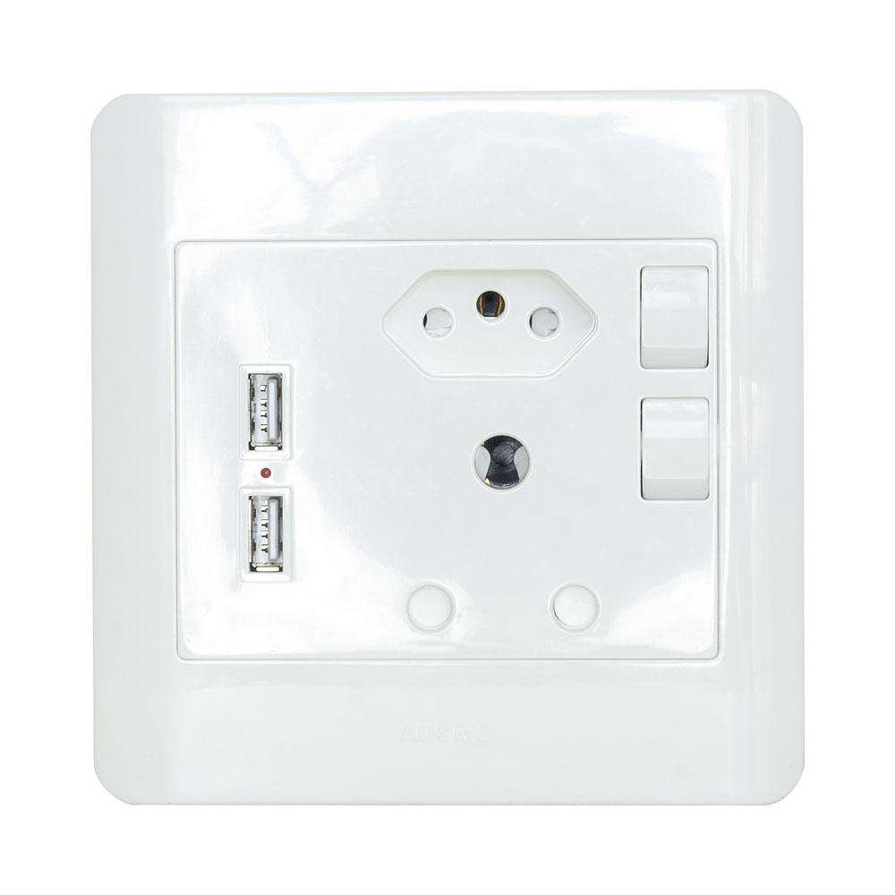 1 X 16A , 1 X EURO 16A 2XUSB 2.1 WALL SOCKET-D02-1