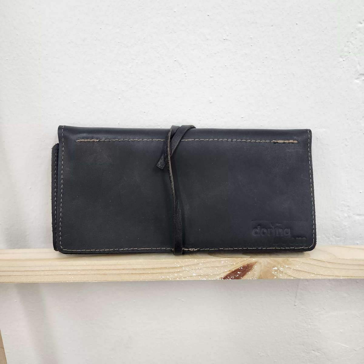 Genuine Leather Pencil wrap bag - Black
