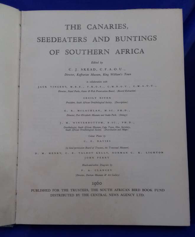 Canaries Seedeaters and Buntings of Southern Africa