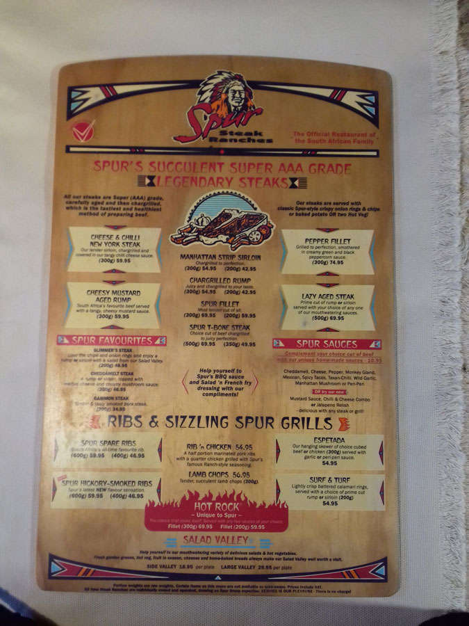 Wooden Spur Steak Ranches Menu from the 1990's!!