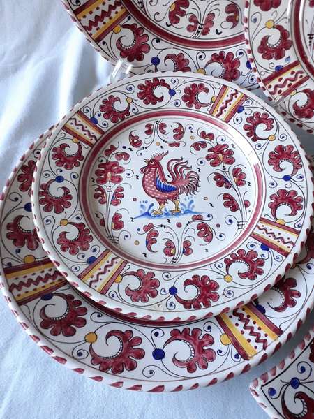 5 Grazia Deruta Rooster Majolica Plates traditional Handpainted
