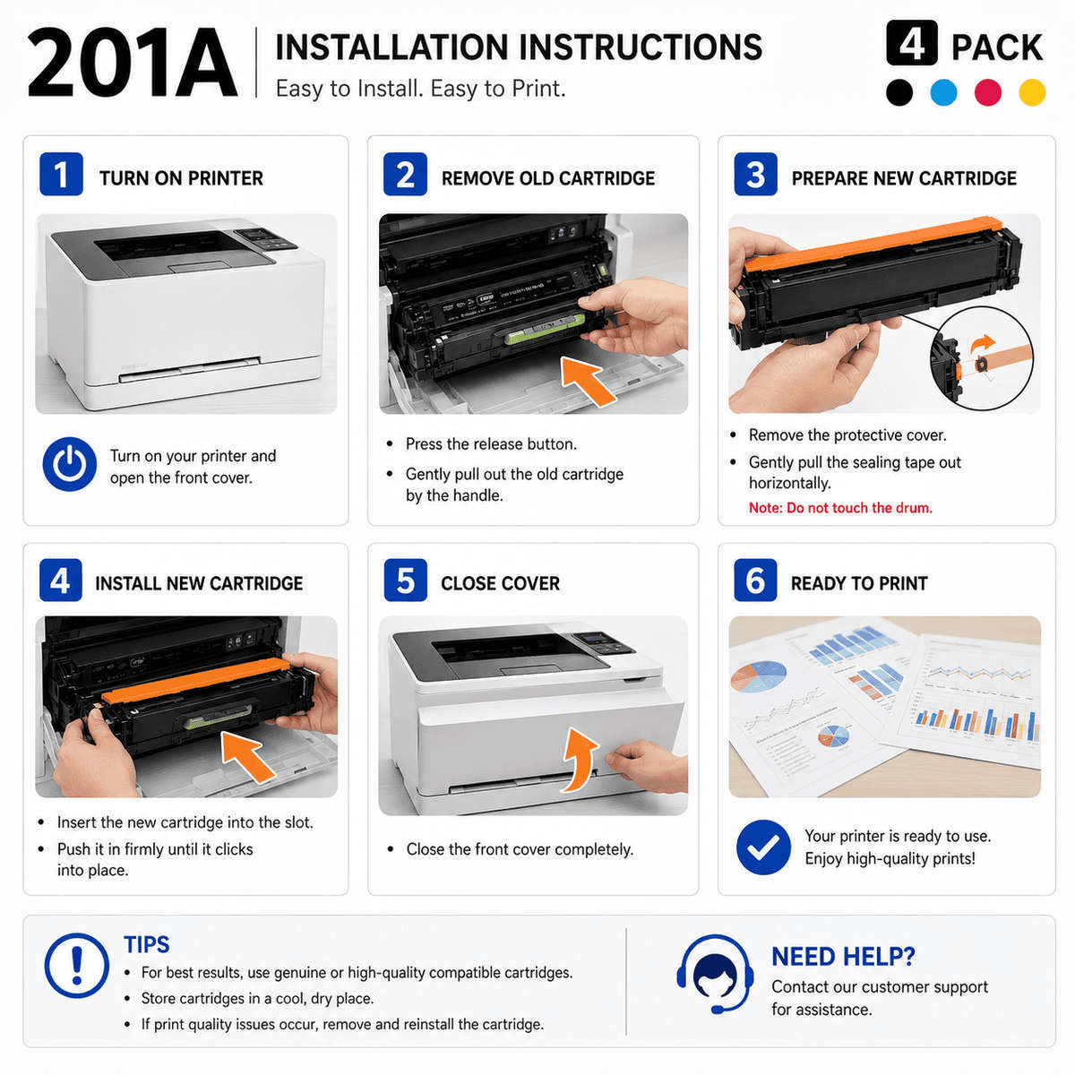 Compatible HP 201A Toner Cartridge Multipack CF400A CF401A CF402A CF403A 4 Pack for HP Color Lase...
