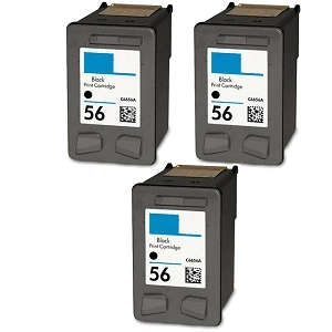 HP C6656AN Compatible 3 Pack Black Inkjet Cartridges 56