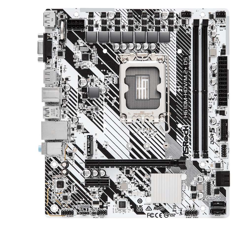 Intel H610 Chipset V2 DDR5 12/13th Gen Core i7 Socket /LGA1700 Micro ATX M/B Rev1.0