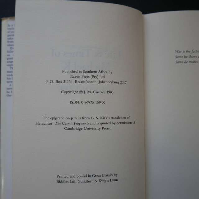 Life & Times of Michael K by J. M. Coetzee
