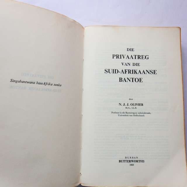 Die Privaatreg van die Suid-Afrikaanse Bantoe deur N. J. J. Olivier