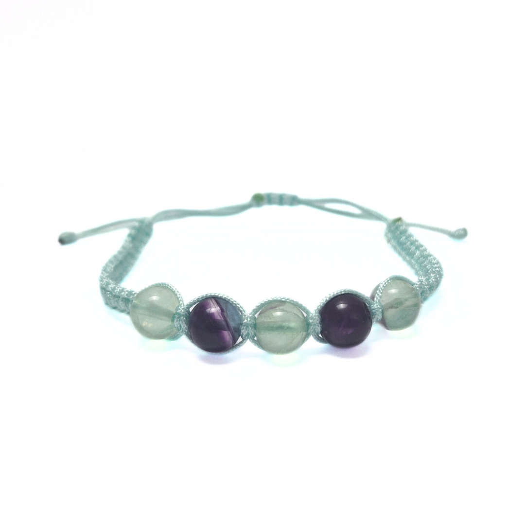 Fluorite 5 Bead Macrame Bracelet