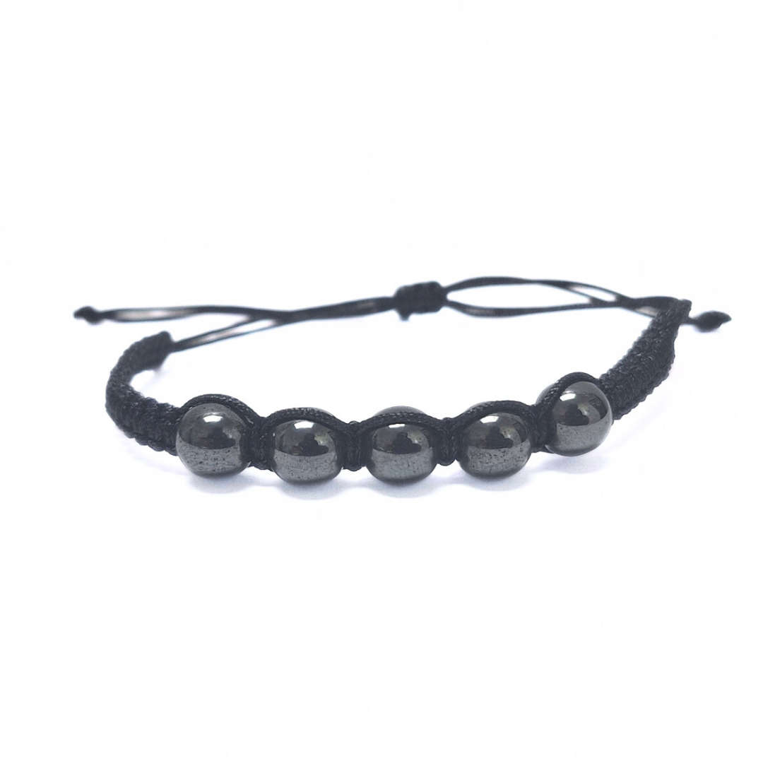 Hematite 5 Bead Macrame Bracelet