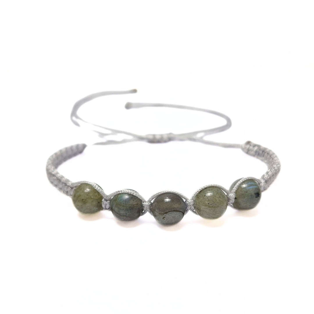 Labradorite 5 Bead Macrame Bracelet