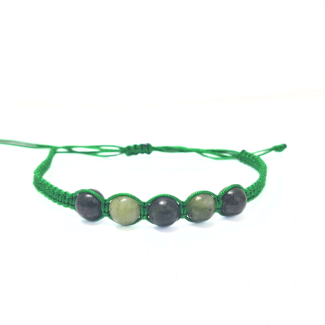 Jade 5 Bead Macrame Bracelet