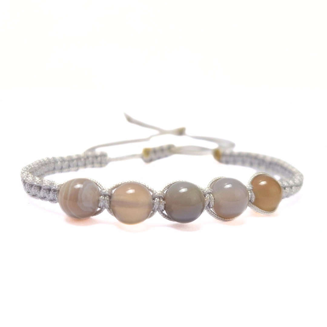 Agate 5 Bead Macrame Bracelet