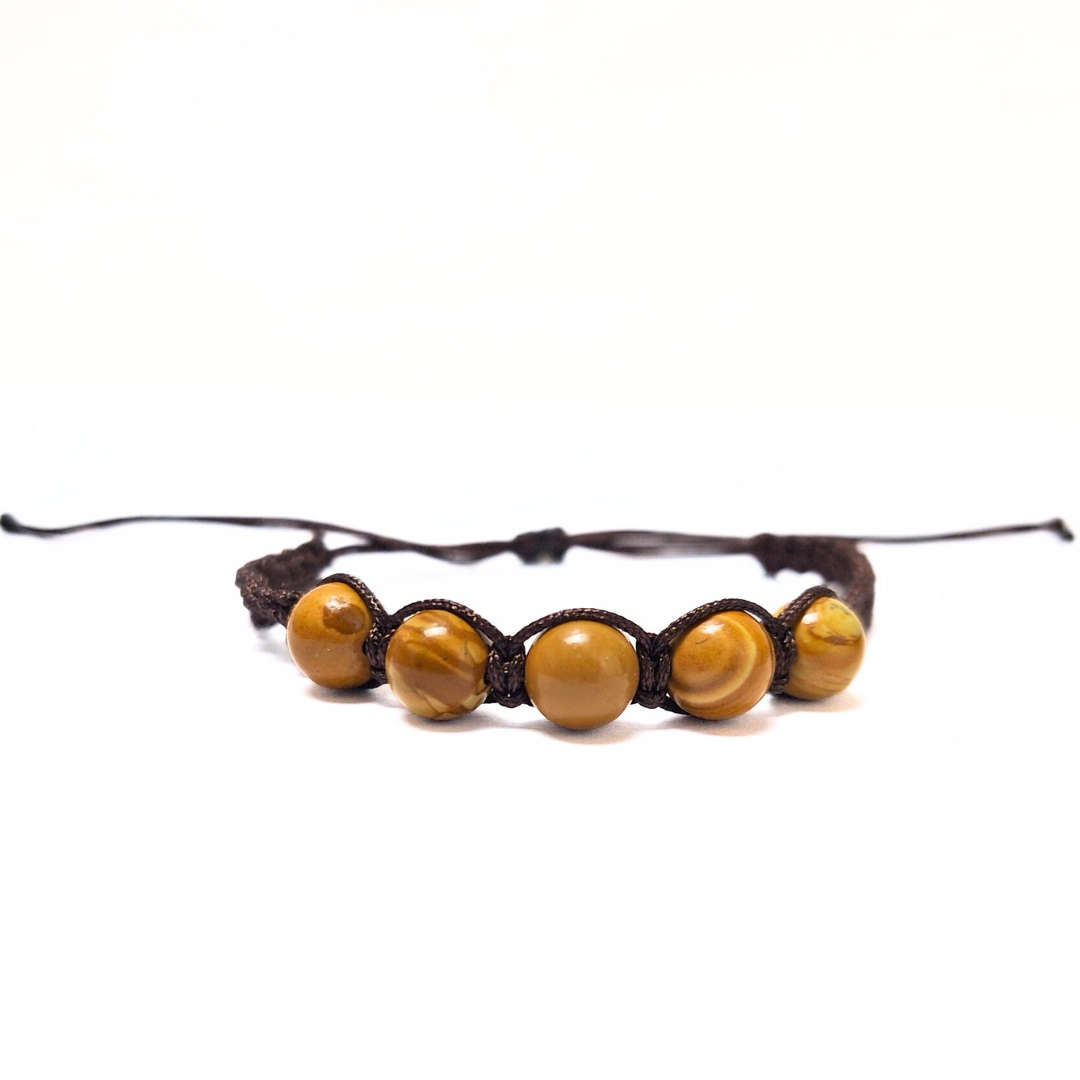 Tiger Skin Jasper 5 Bead Macrame Bracelet