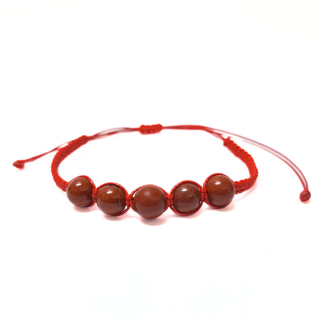 Red Jasper 5 Bead Macrame Bracelet