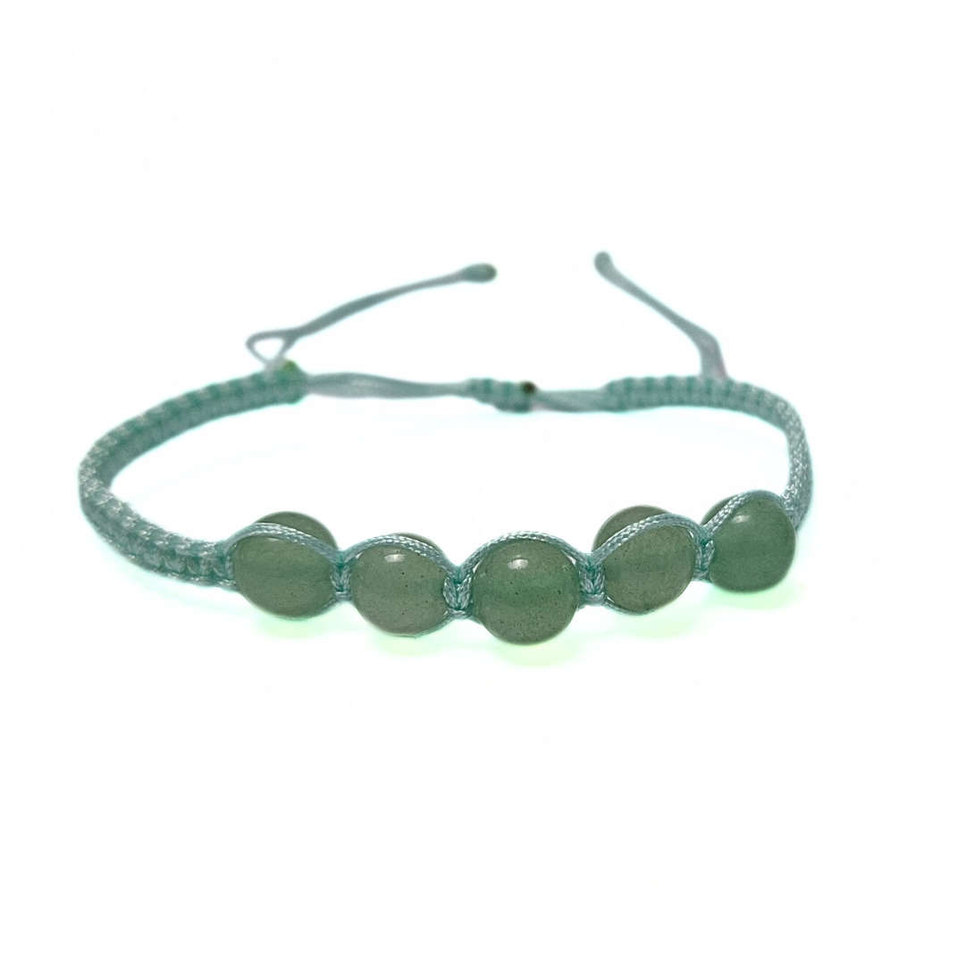 Aventurine 5 Bead Macrame Bracelet