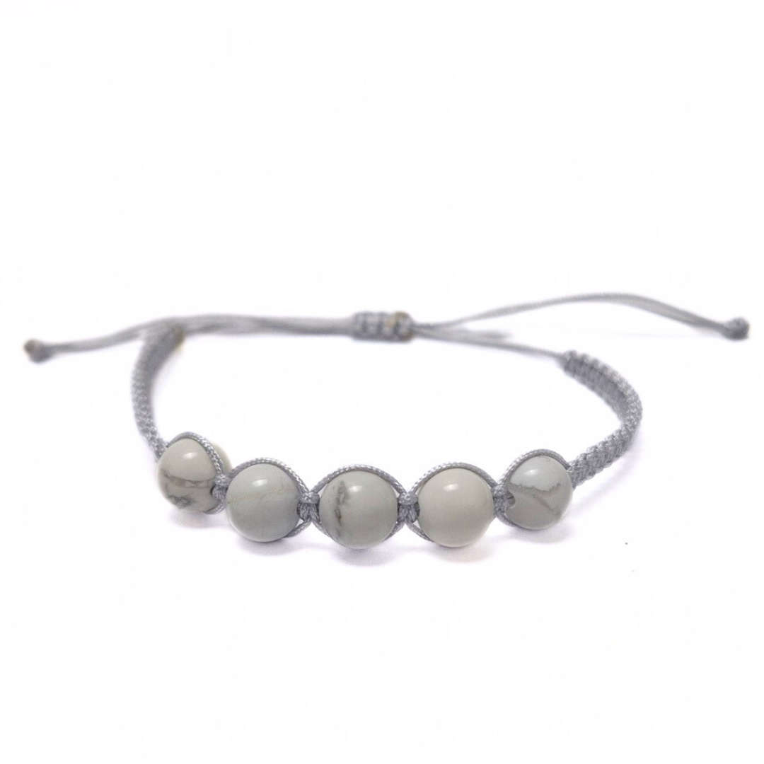 Howlite 5 Bead Macrame Bracelet